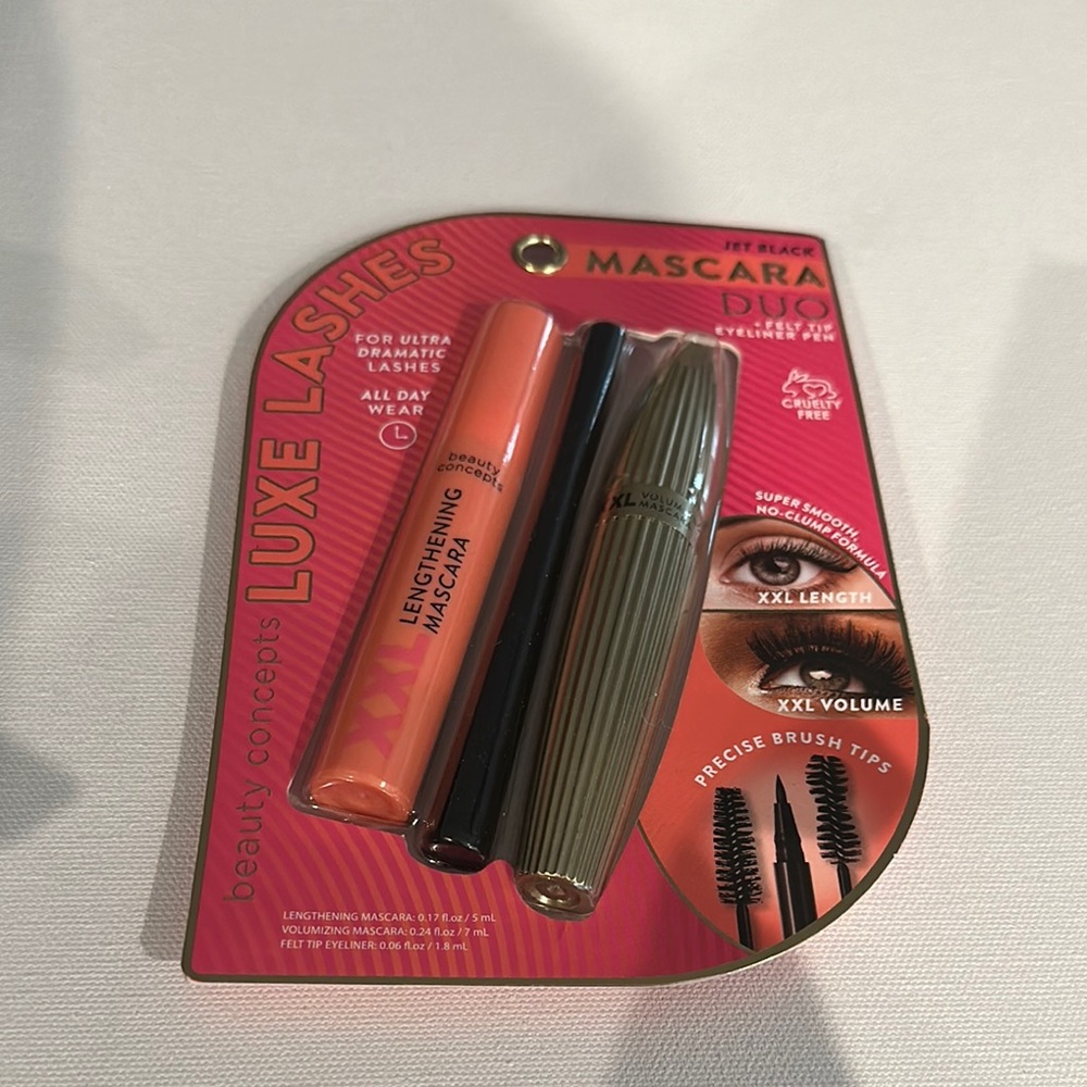 Beauty Concepts Luxe LashesJet Black Duo Mascara w/felt tip eyeliner pen.